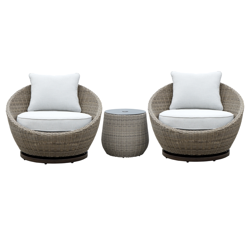 Bowery Hill Coastal Driftwood Gray Finish Wicker Patio 3-Pack