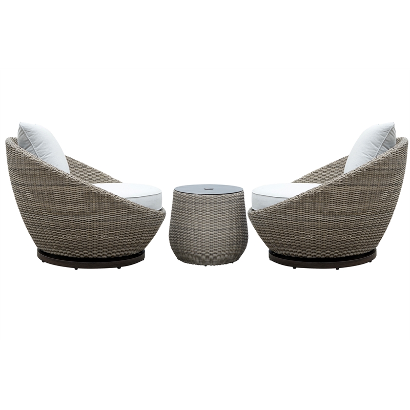 Bowery Hill Coastal Driftwood Gray Finish Wicker Patio 3-Pack