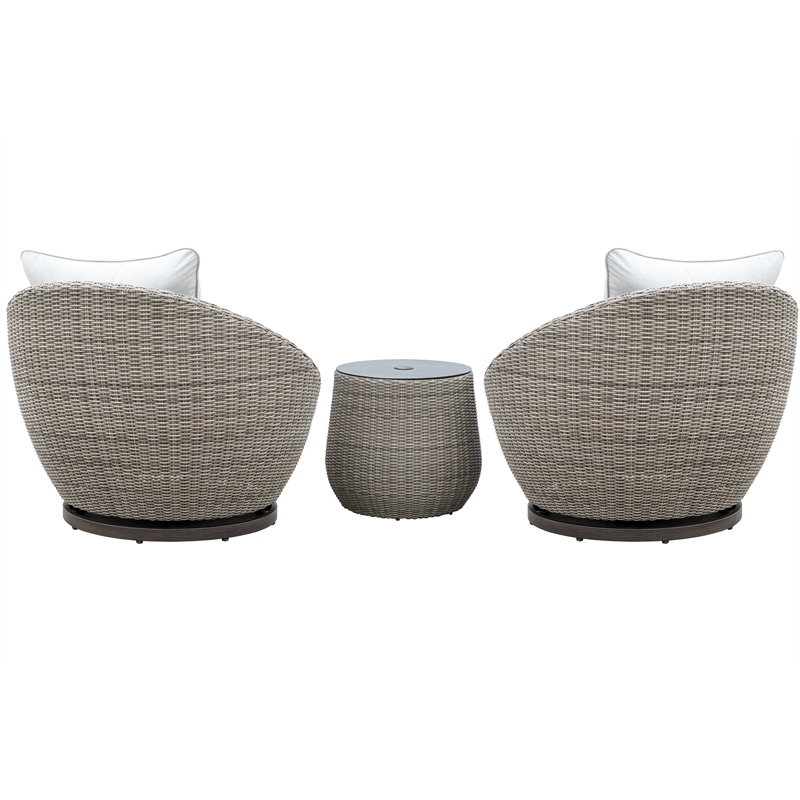 Bowery Hill Coastal Driftwood Gray Finish Wicker Patio 3-Pack