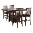 Bowery Hill Mid-Century 5-Piece Espresso Wood Counter Height Storage Dining Set
