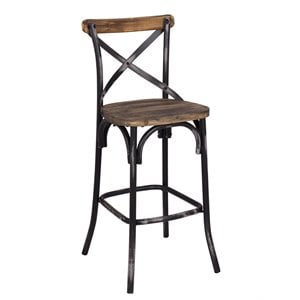 Bowery Hill Transitional Bar Stool in Walnut and Antique Black