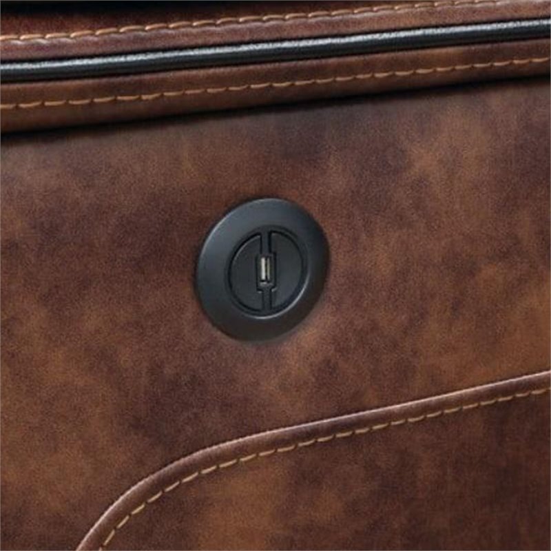 Bowery Hill Contemporary 6 Piece Faux Leather Reclining Sectional Set in Brown