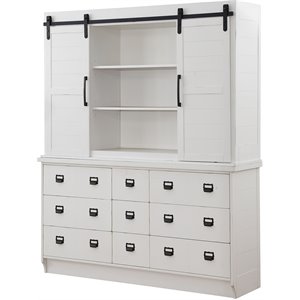 bowery hill 9-drawer wooden china cabinet with 6 shelves in antique white