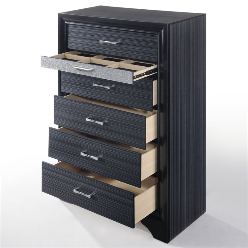 Bowery Hill Modern / Contemporary 6 Drawers Chest in Black Finish