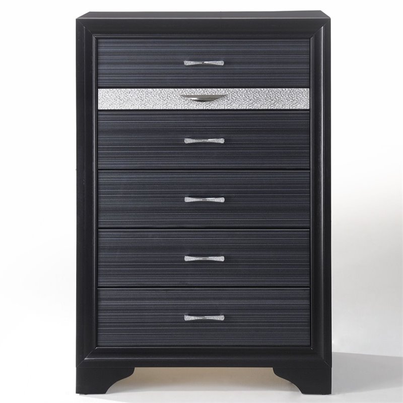 Bowery Hill Modern / Contemporary 6 Drawers Chest in Black Finish
