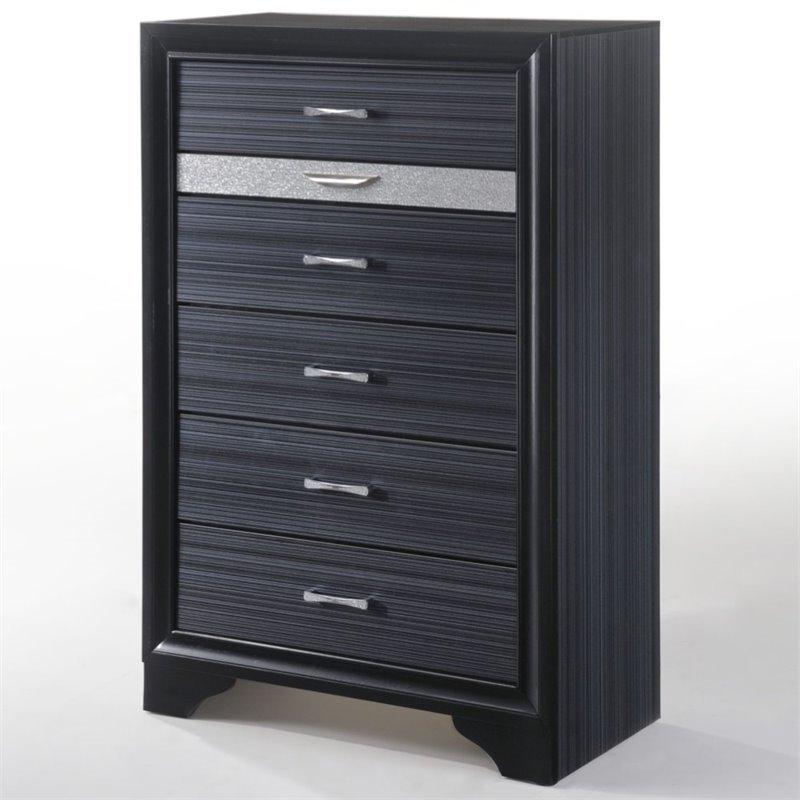 Bowery Hill Modern / Contemporary 6 Drawers Chest in Black Finish