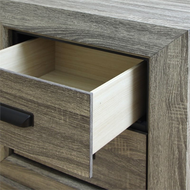 Bowery Hill Modern Square 2 Drawers Nightstand in Weathered Gray Grain
