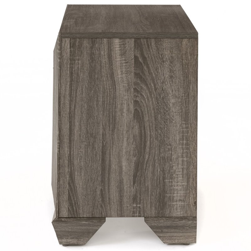Bowery Hill Modern Square 2 Drawers Nightstand in Weathered Gray Grain