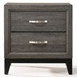 Bowery Hill Transitional Metal and Wood 2-Drawers Nightstand in Weathered Gray