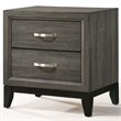 Bowery Hill Transitional Metal and Wood 2-Drawers Nightstand in Weathered Gray