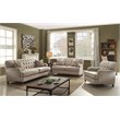 Bowery Hill Traditional Button Tufted Sofa with 2 Pillows in Beige Fabric