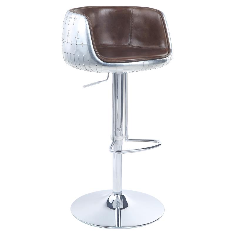Bowery Hill Adjustable Stool with Swivel in Vintage Brown Top Grain Leather