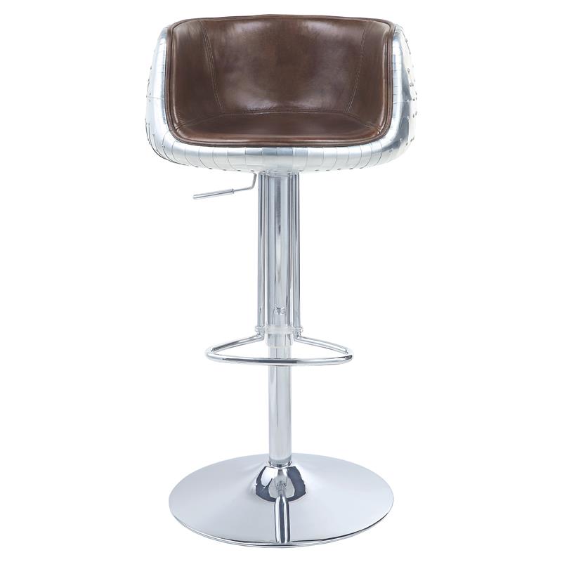 Bowery Hill Adjustable Stool with Swivel in Vintage Brown Top Grain Leather