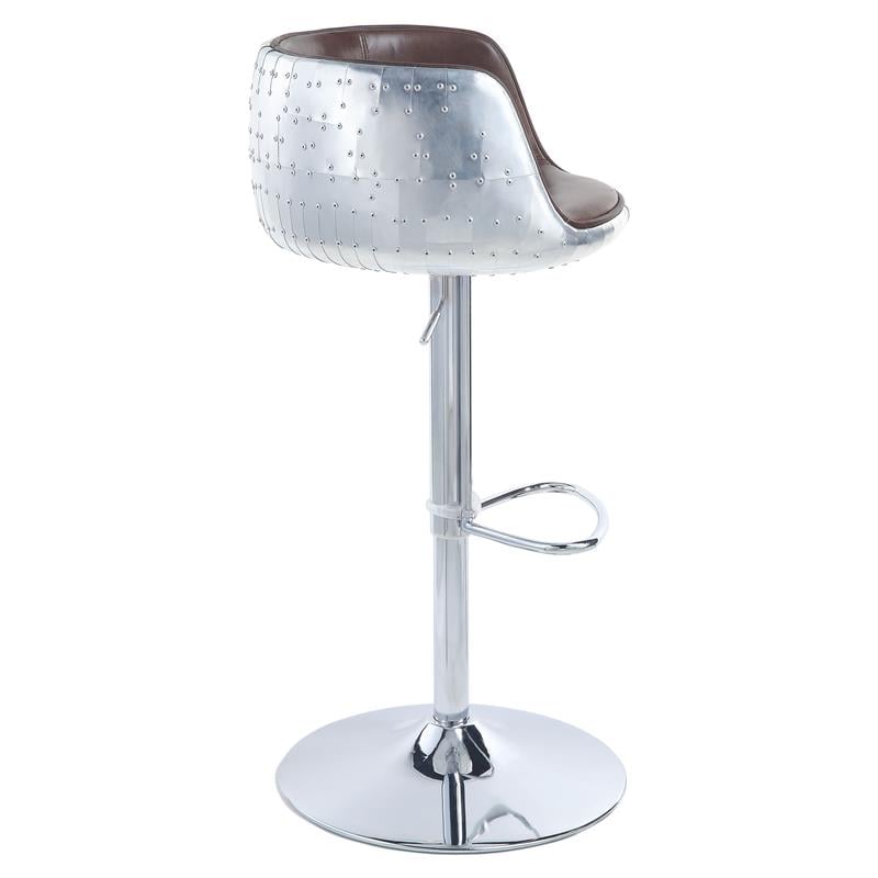 Bowery Hill Adjustable Stool with Swivel in Vintage Brown Top Grain Leather