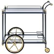 Bowery Hill Rectangular Glass Top Serving Cart with 2 Shelves in Black and Clear