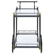 Bowery Hill Rectangular Glass Top Serving Cart with 2 Shelves in Black and Clear