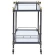 Bowery Hill Rectangular Glass Top Serving Cart with 2 Shelves in Black and Clear