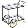 Bowery Hill Rectangular Glass Top Serving Cart with 2 Shelves in Black and Clear