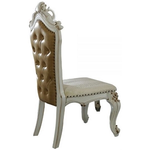 Bowery Hill Traditional Faux Leather Tufted Side Chair in Antique Pearl Set of 2