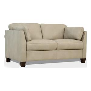 Bowery Hill Modern / Contemporay Leather Loveseat in Dusty White Finish