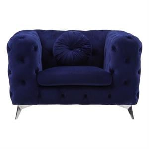 Bowery Hill Transitional / Modern Fabric Chair in Blue Finish