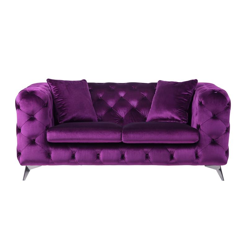 Bowery Hill Transitional / Modern Loveseat in Purple Fabric Finish