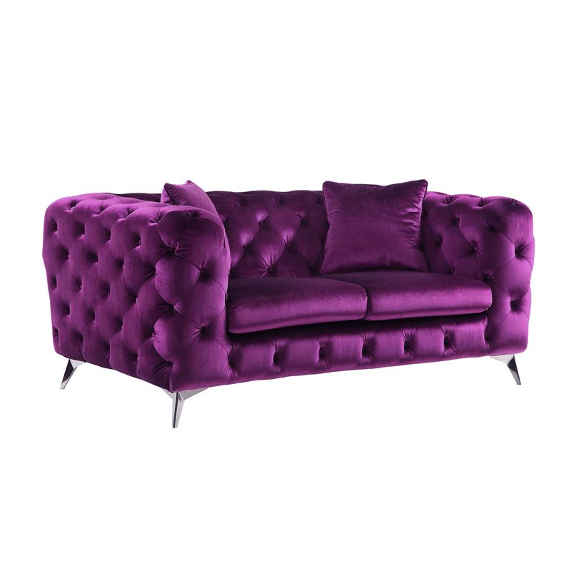 Bowery Hill Transitional / Modern Loveseat in Purple Fabric Finish