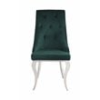 Bowery Hill Glam Side Chair (Set-2) in Green Fabric and Stainless Steel