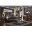Bowery Hill Traditional Eastern King Bed in PU & Cherry Oak Finish