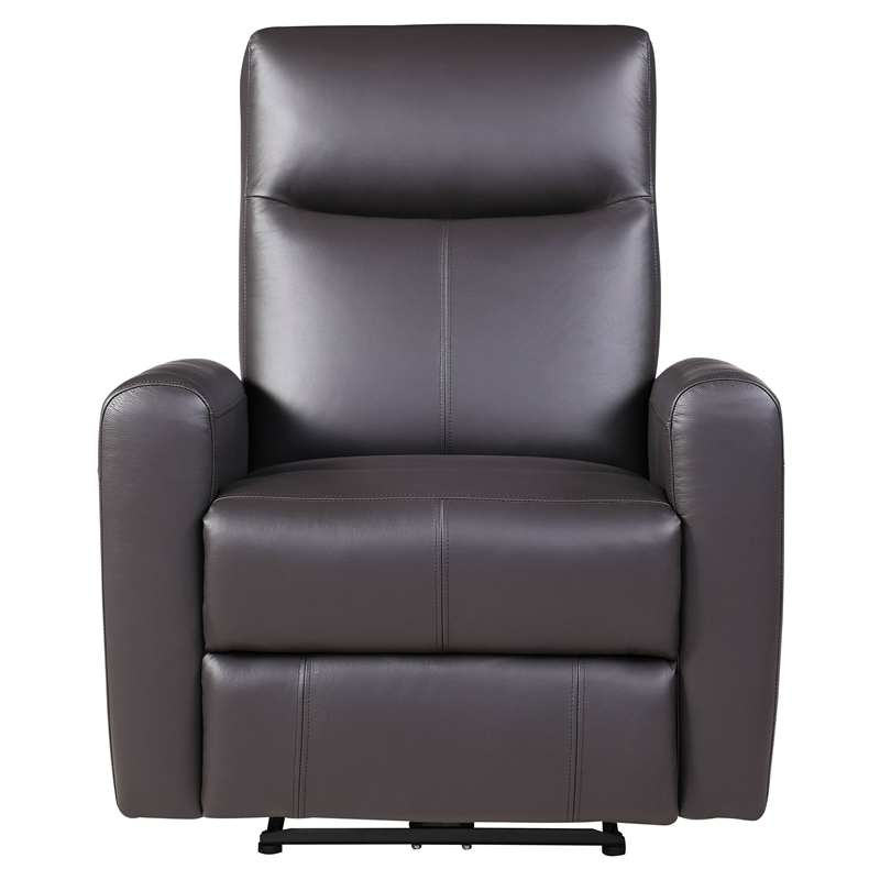 Bowery Hill Tufted Leather Upholstered Power Motion Recliner in Brown