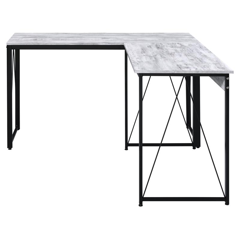Bowery Hill Wooden Rectangle Top Writing Desk in Antique White and Black