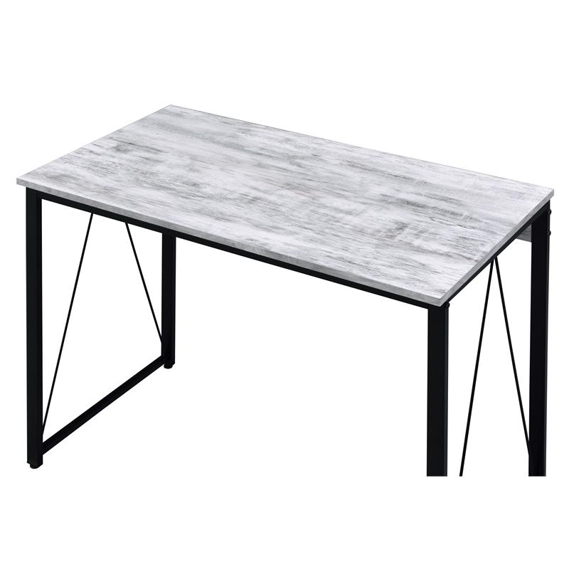 Bowery Hill Wooden Rectangle Top Writing Desk in Antique White and Black