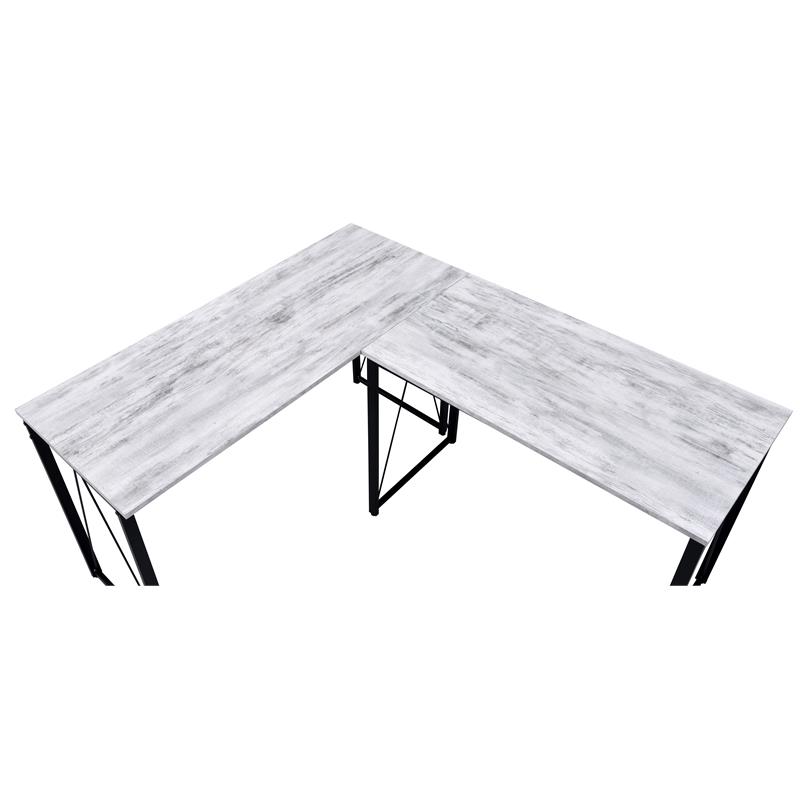 Bowery Hill Wooden Rectangle Top Writing Desk in Antique White and Black