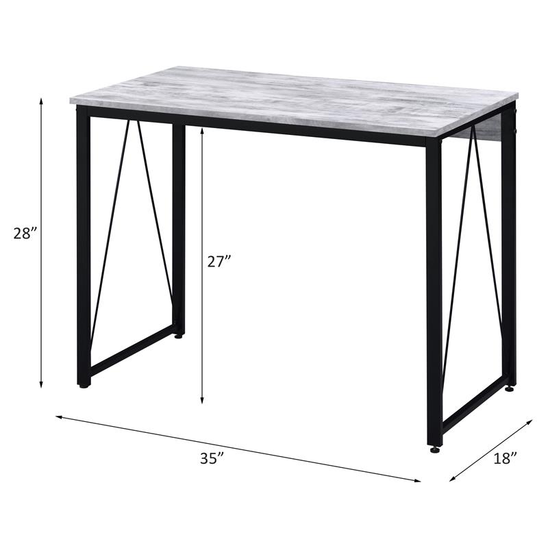 Bowery Hill Wooden Rectangle Top Writing Desk in Antique White and Black