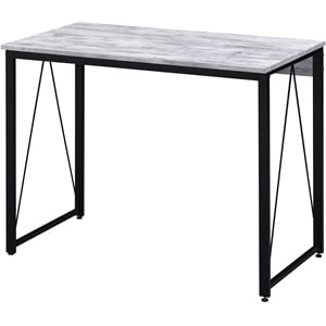 Bowery Hill Wooden Rectangle Top Writing Desk in Antique White and Black