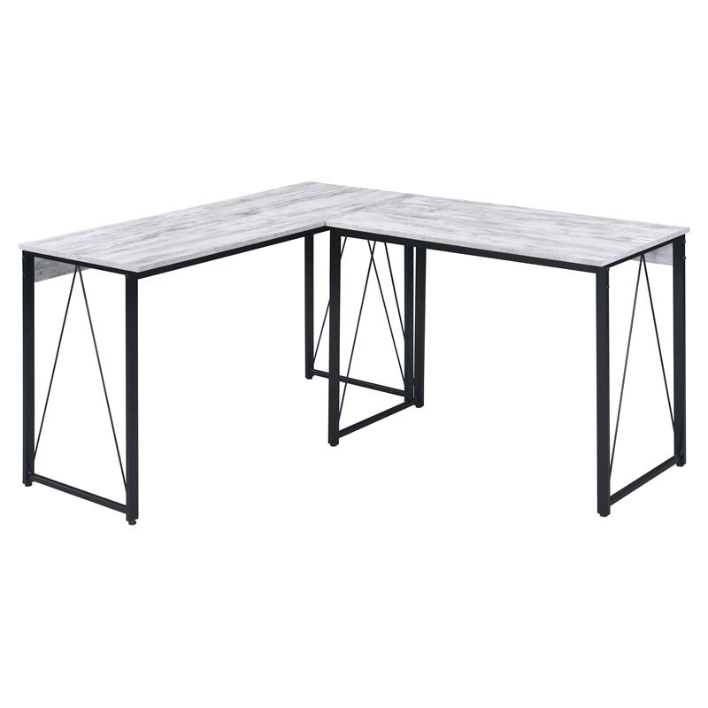 Bowery Hill Wooden Rectangle Top Writing Desk in Antique White and Black