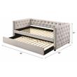 Bowery Hill Button Tufted Fabric Upholstered Full Daybed and Trundle in Beige