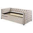 Bowery Hill Button Tufted Fabric Upholstered Full Daybed and Trundle in Beige