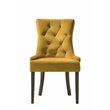 Bowery Hill Transitional Tufted Upholsterd Side Chair in Yellow and Espresso