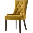 Bowery Hill Transitional Tufted Upholsterd Side Chair in Yellow and Espresso