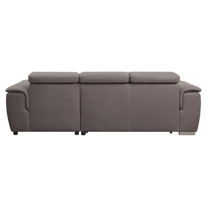 Bowery Hill Sleeper Sectional Sofa with Storage in Light Brown Fabric