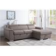 Bowery Hill Sleeper Sectional Sofa with Storage in Light Brown Fabric
