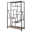 Bowery Hill Industrial Rectangular Metal Bookshelf in Antique Oak and Sandy Gray