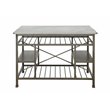 Bowery Hill Modern Kitchen Island in Marble and Antique Pewter