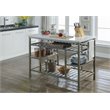 Bowery Hill Modern Kitchen Island in Marble and Antique Pewter