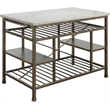 Bowery Hill Modern Kitchen Island in Marble and Antique Pewter