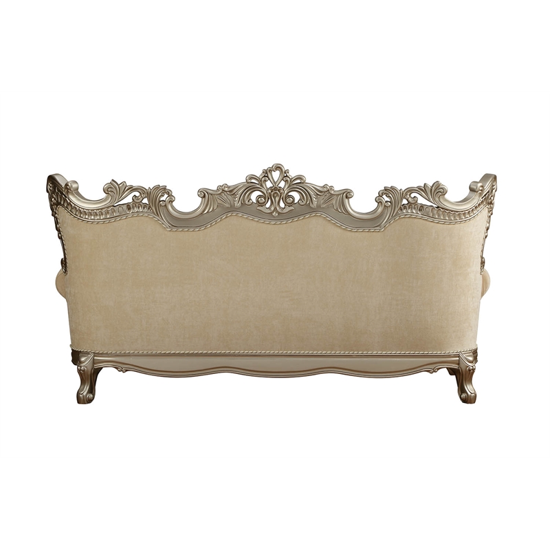 Bowery Hill Traditional Fabric Upholstered Sofa in Champagne and Beige