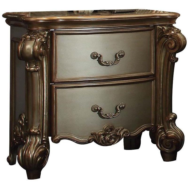 Bowery Hill Traditional Wood Nightstand in Gold Patina & Bone