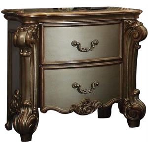 Bowery Hill Traditional Wood Nightstand in Gold Patina & Bone