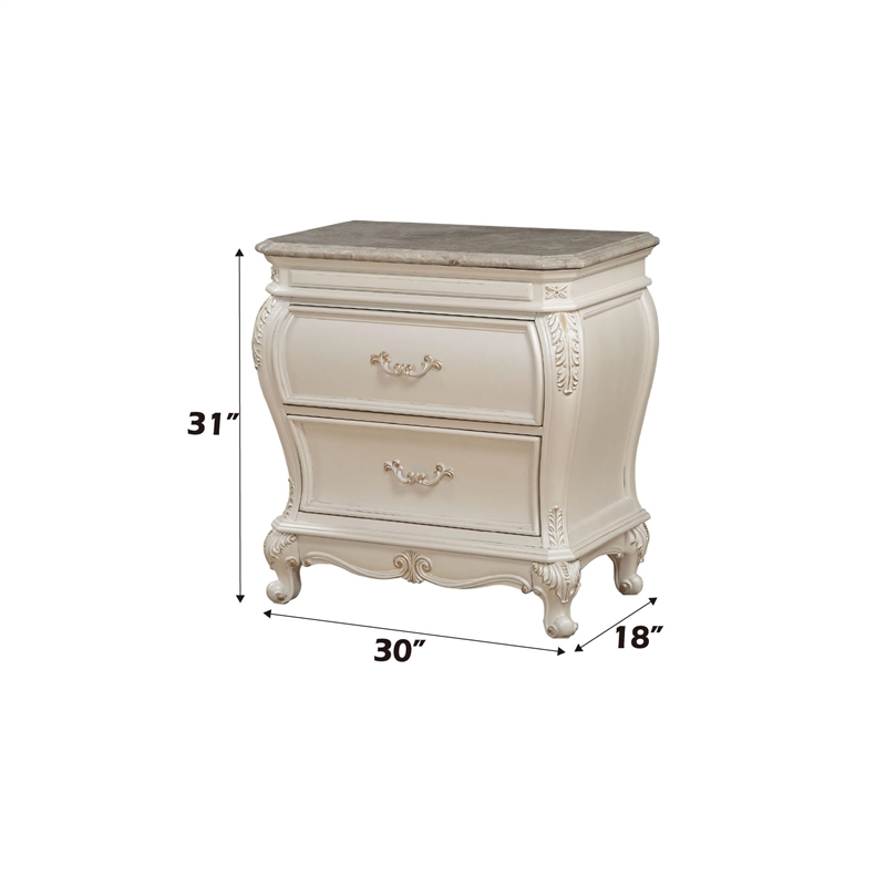 Bowery Hill Traditional / Modern Nightstand in Pearl White Finish